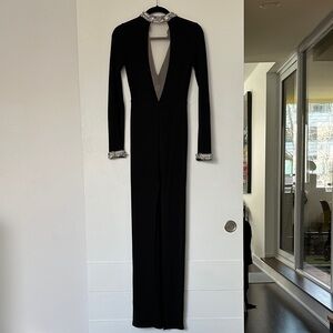 Elegant Black Evening Gown with Silver Accents